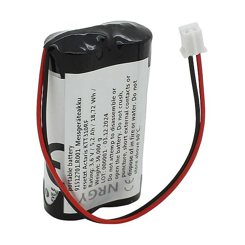 Messgeräteakku LiSOCl2 3,6V 5200mAh ersetzt Actaris KTT310RF Messgeräteakku LiSOCl2 3,6V 5200mAh ersetzt Actaris KTT310RF