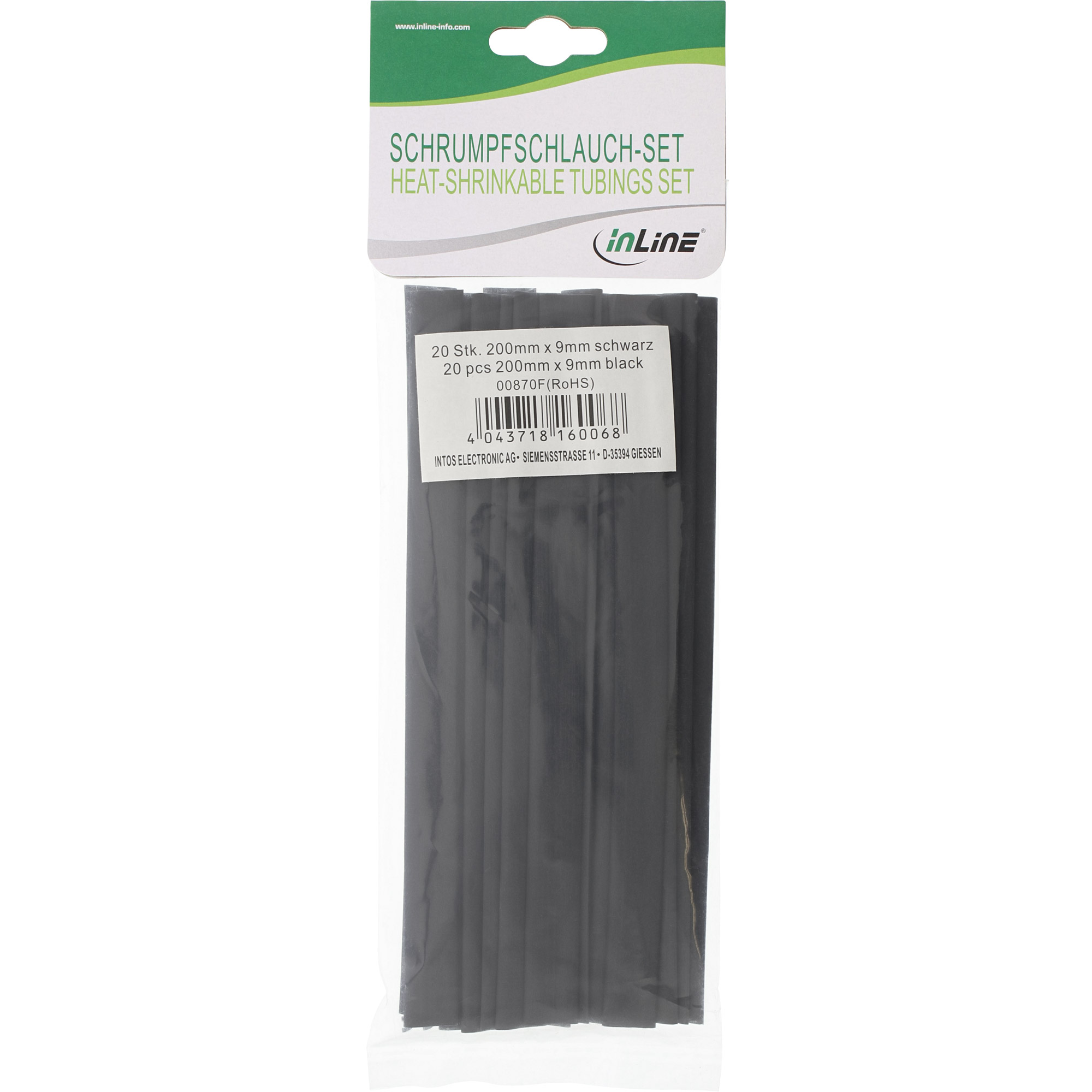 Inline® Schrumpfschlauch 200mm lang, 9mm > 4,5mm 20er Pack