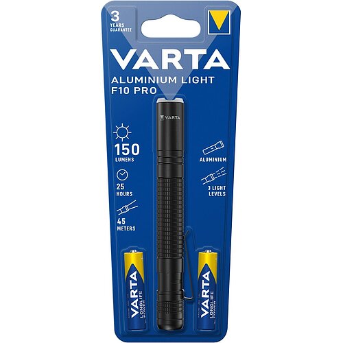 Varta Aluminium Light F10 Pro Taschenlampe 16606 - inkl. Batterien