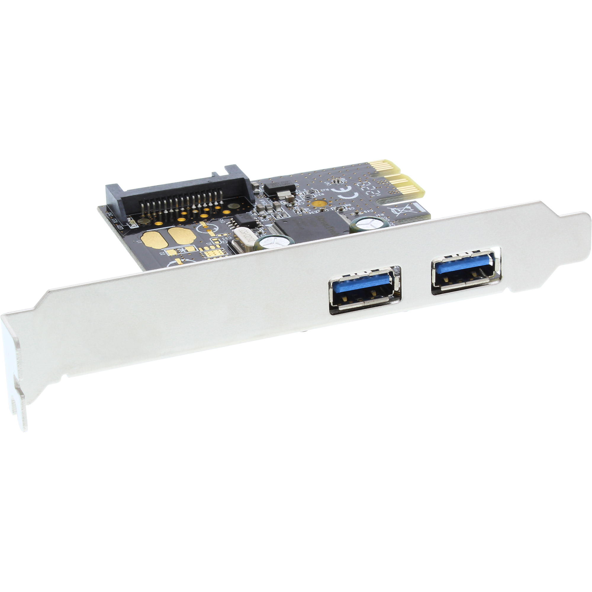 Inline® Schnittstellenkarte, 2x USB 3.0, PCIe, mit SATA Strom
