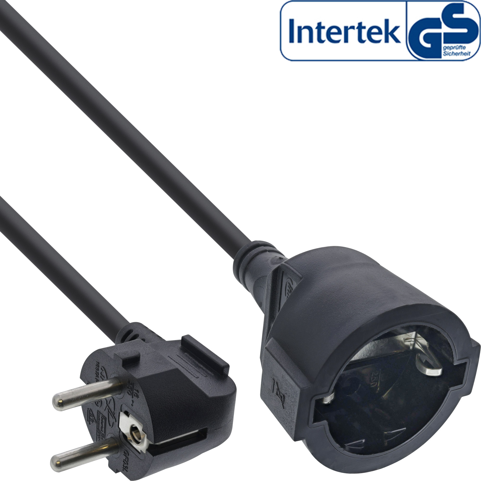 Inline® Strom-VerLängerung Schutzkontakt Stecker gewinkelt/Buchse, schwarz, 15m Inline® Strom-VerLängerung Schutzkontakt Stecker gewinkelt/Buchse, schwarz, 15m