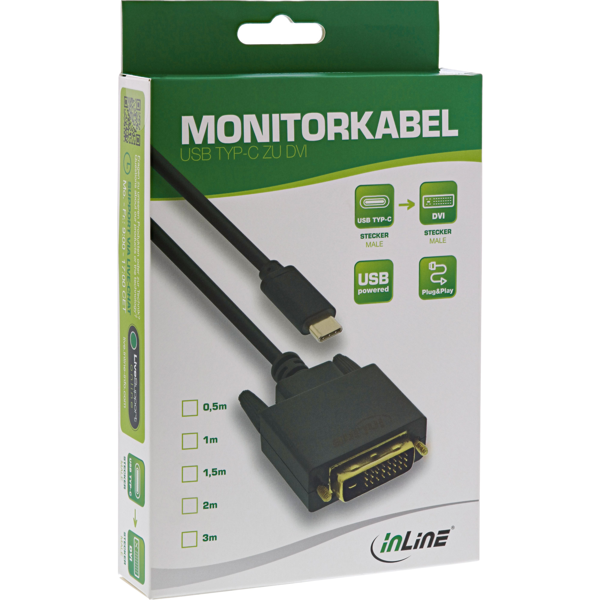 Inline® USB Display Kabel, USB-C Stecker zu DVI Stecker, 2m Inline® USB Display Kabel, USB-C Stecker zu DVI Stecker, 2m