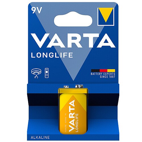 1x Varta Longlife 9V Block 6LR61 Alkaline Batterie