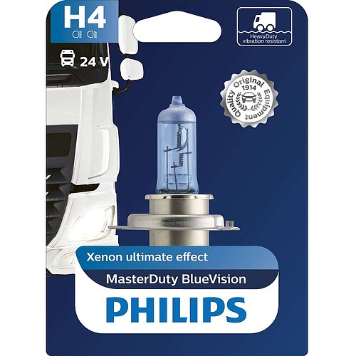 H4 24V 75/70W P43T 24V Halogen MasterDuty BlueVision 1St Philips