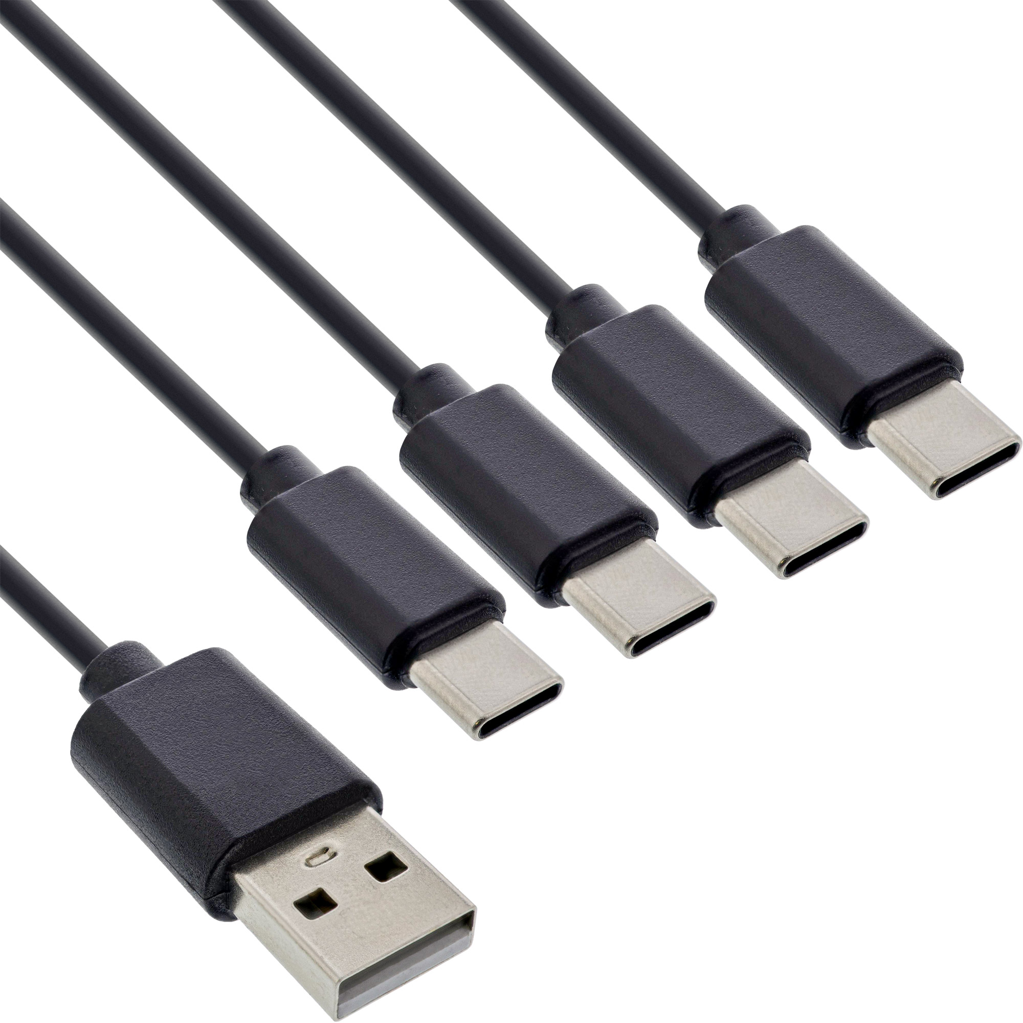 InLine® USB 4in1 Y-Ladekabel, 1x USB-A Stecker an 4x USB-C Stecker, schwarz 2m InLine® USB 4in1 Y-Ladekabel, 1x USB-A Stecker an 4x USB-C Stecker, schwarz 2m
