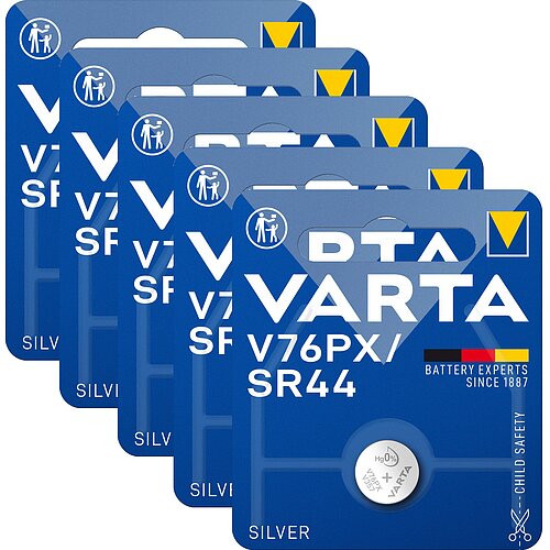 5 x Varta SR44 V76PX Silberoxid Batterie 1,55V