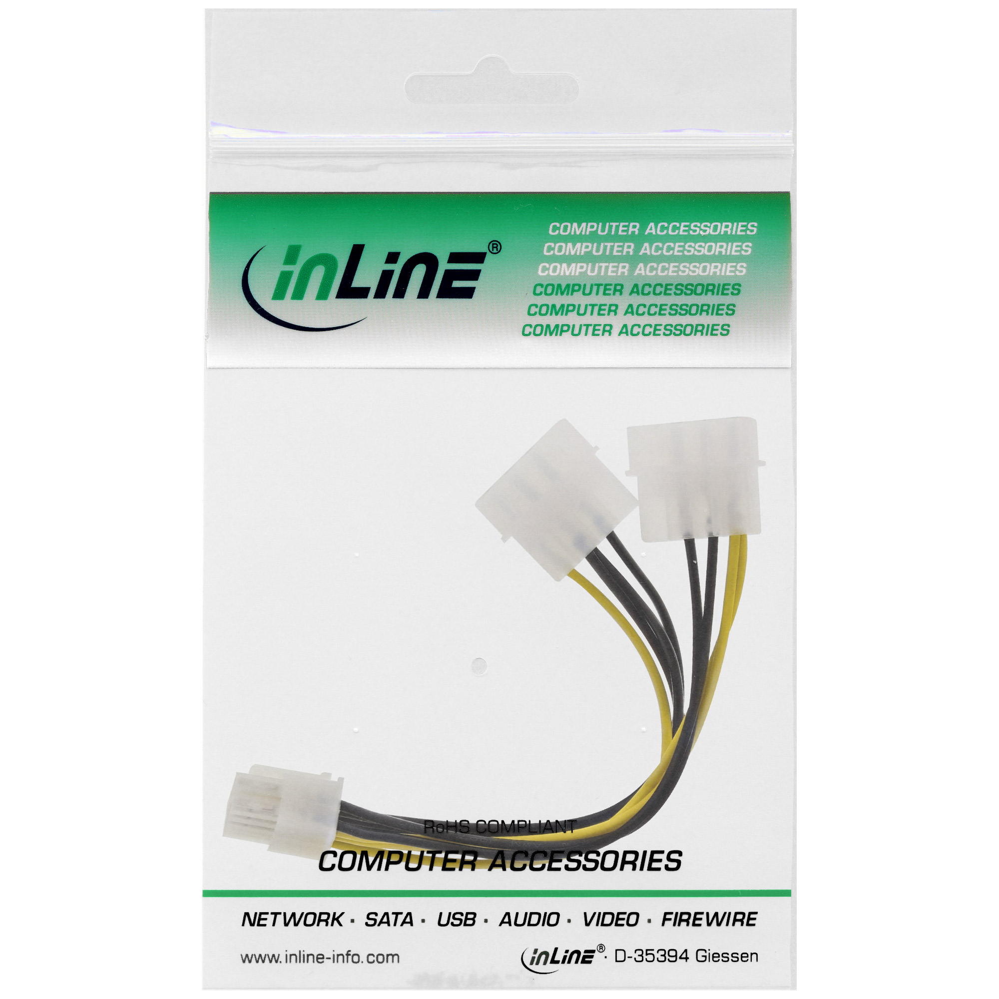 Inline® Stromadapter intern, 2x 4pol zu 8pol für PCIe (PCI-Express) Grafikkarten
