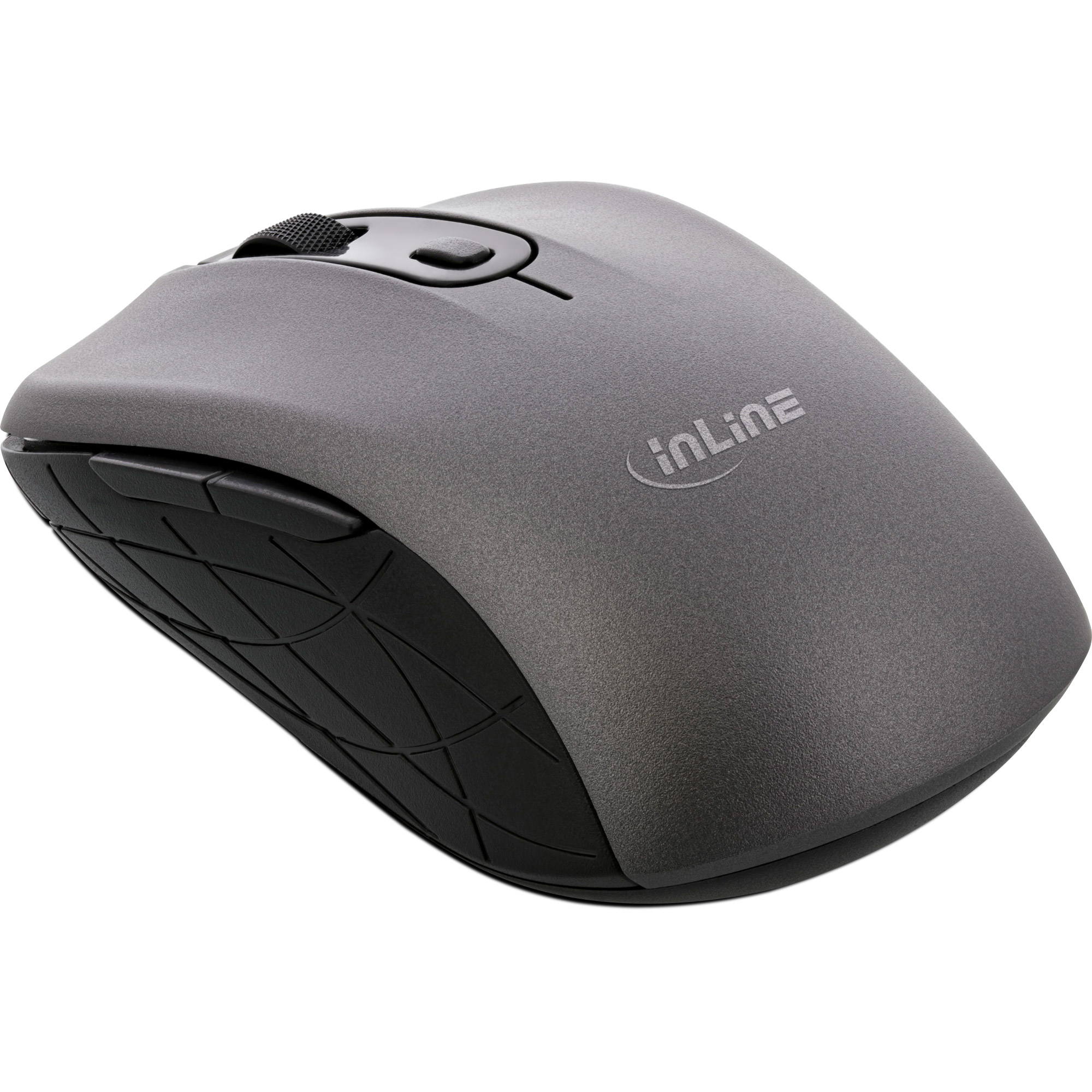Inline® Maus 3-in-1, Bluetooth + 2x 2.4GHz Funk, 5 Tasten, optisch, grau/schwarz