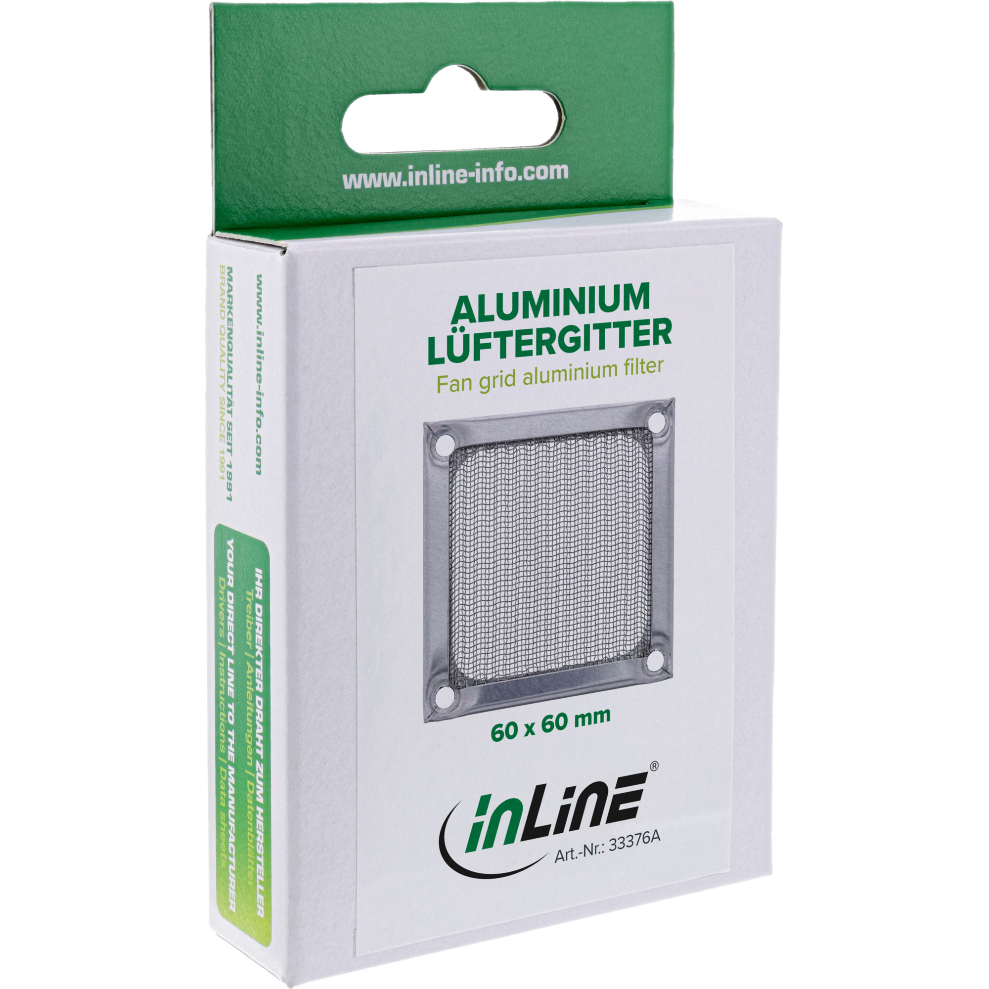 Inline® Lüftergitter, Aluminium Filter, 60x60mm