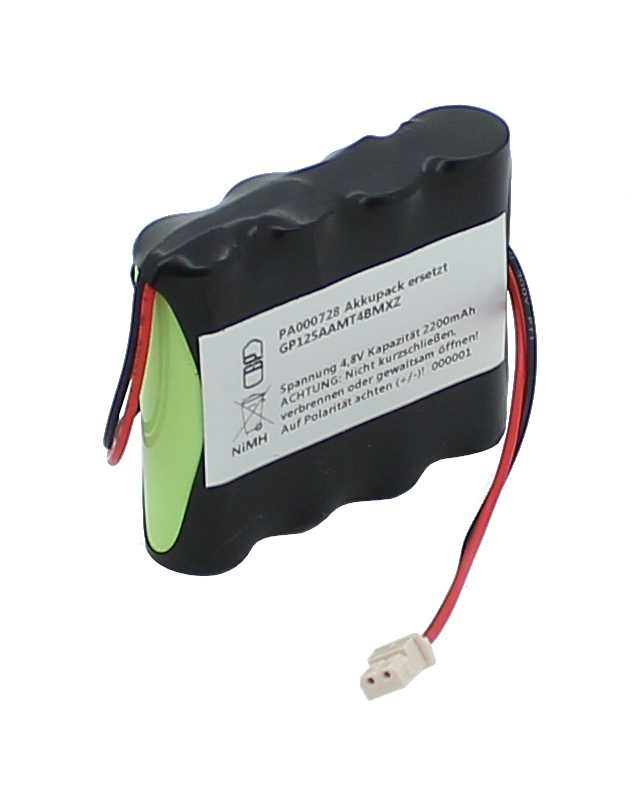 Akkupack NiMH 4,8V 2200mAh ersetzt GP125AAMT4BMXZ