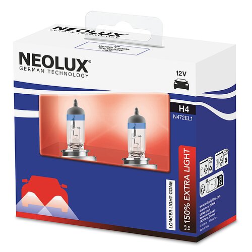 NEOLUX H4 12V 60/55W P43t Extra Light +150% 2 Stück