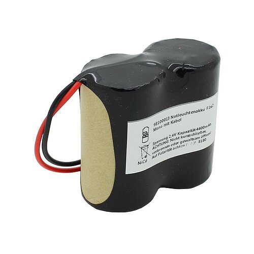 Notleuchtenakku NiCd 2,4V 4500mAh F1x2 Mono D mit 200mm Kabel einseitig einseitig ersetzt Yuasa 2DH4-0L3