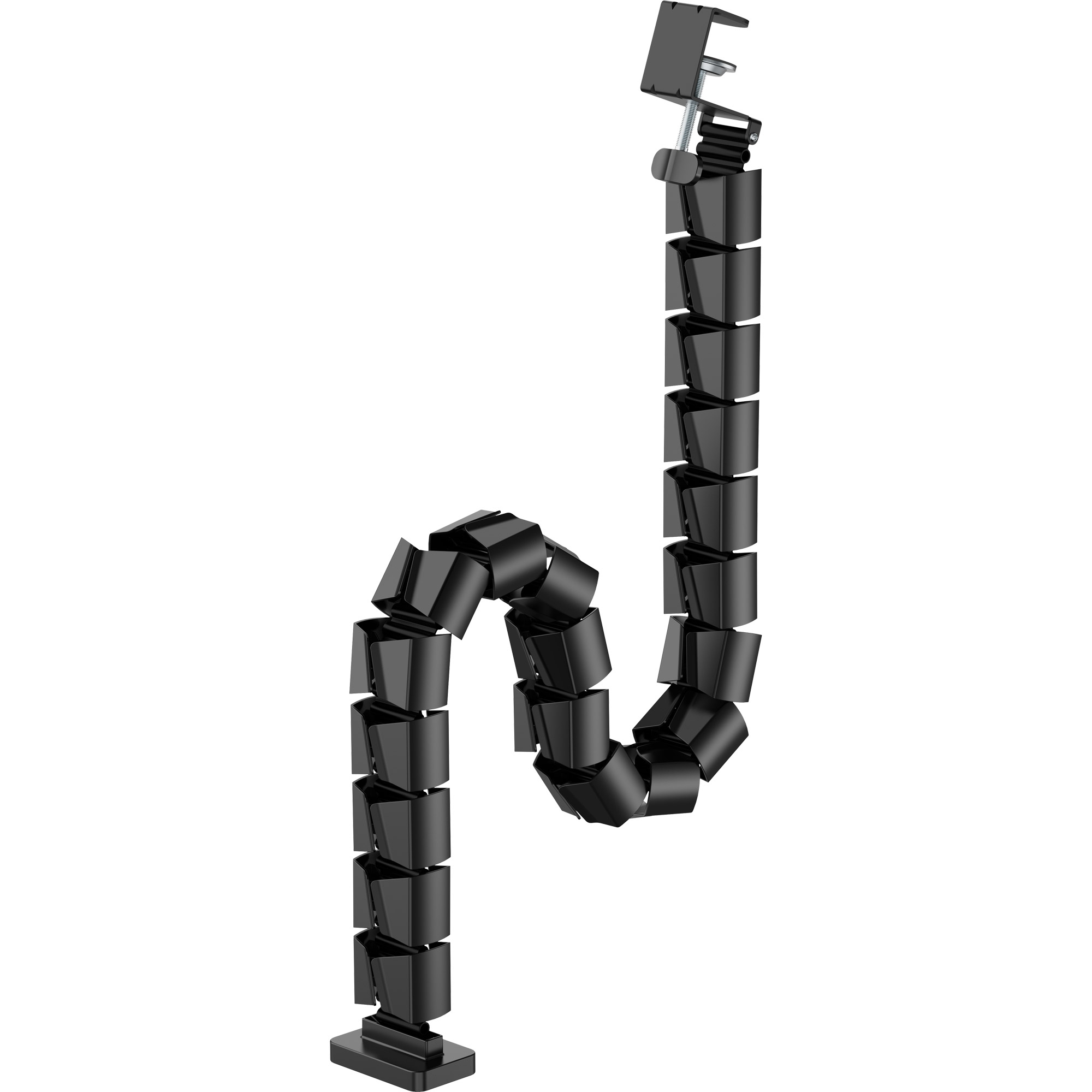 InLine® Kabelkanal flexibel für höhenverstellbare Tische mit Tischklemme Schwarz