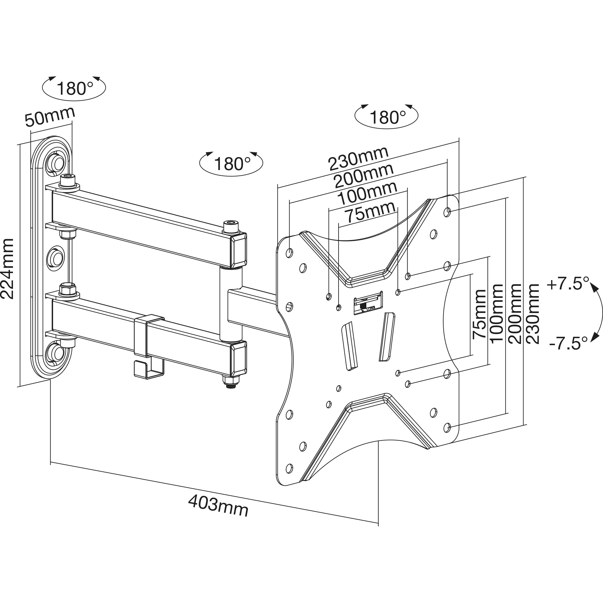 Inline® Basic Wandhalterung, für Flach-TV 58-107cm (23-42"), 