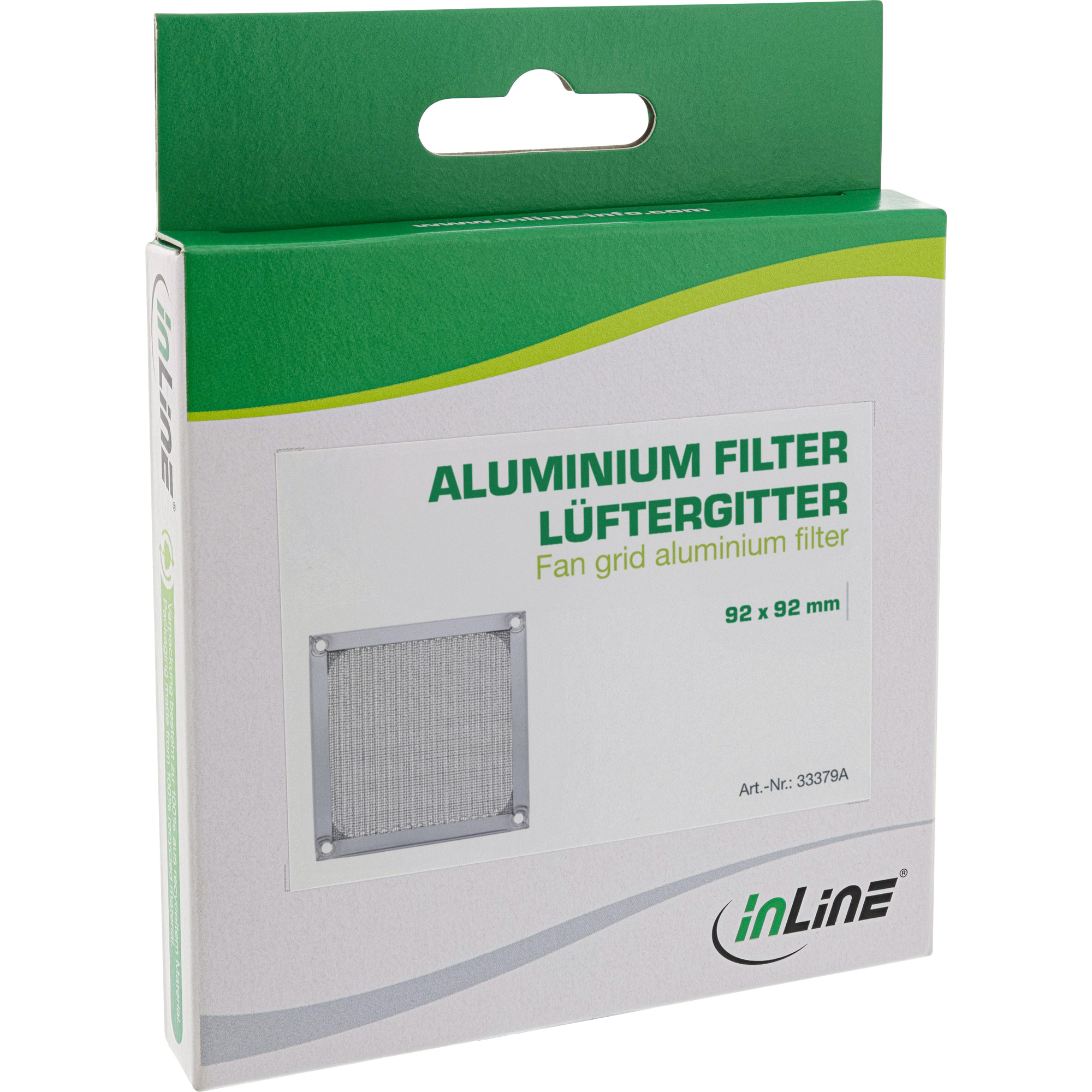 Inline® Lüftergitter, Aluminium Filter, 92x92mm