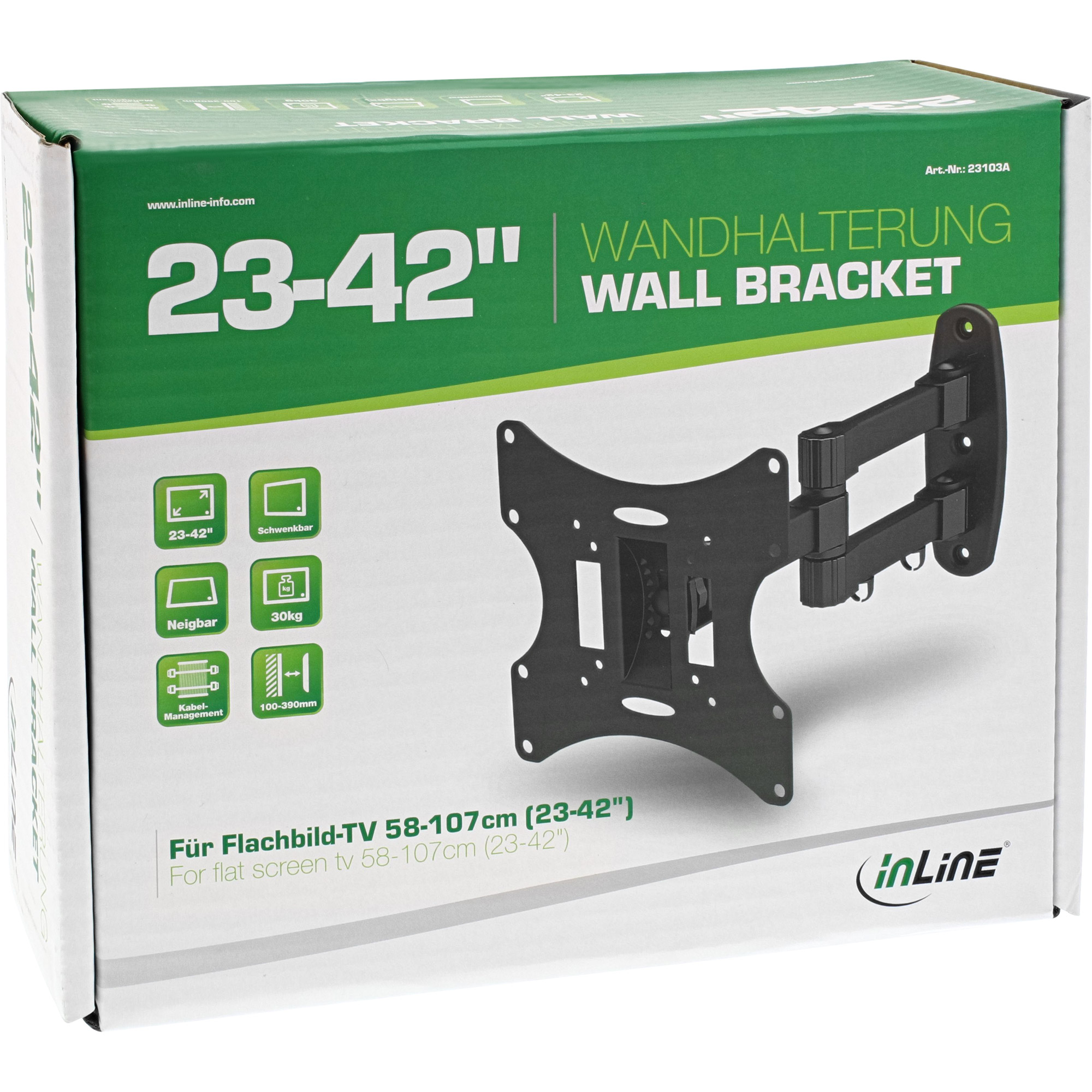 Inline® Wandhalterung für TFT/LCD/LED/Plasma, 58-107cm (23-42"), max. 30kg