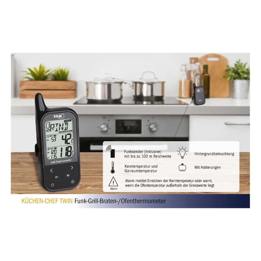 Küchen-Chef TWIN Funk-Grill-Bratenthermometer 14.1511.01