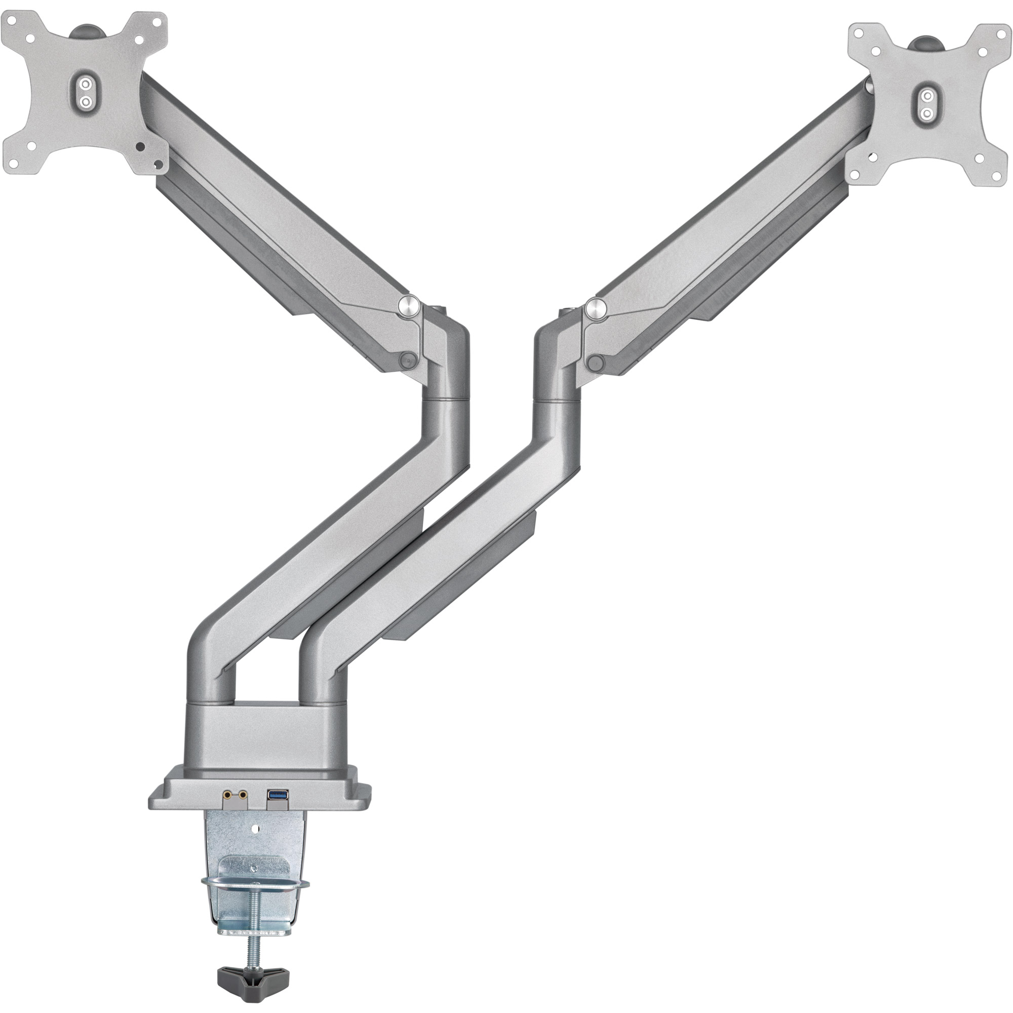 Inline® Tischhalterung mit Lifter & USB/Audio, 2 Monitore bis 81cm (32"),silber