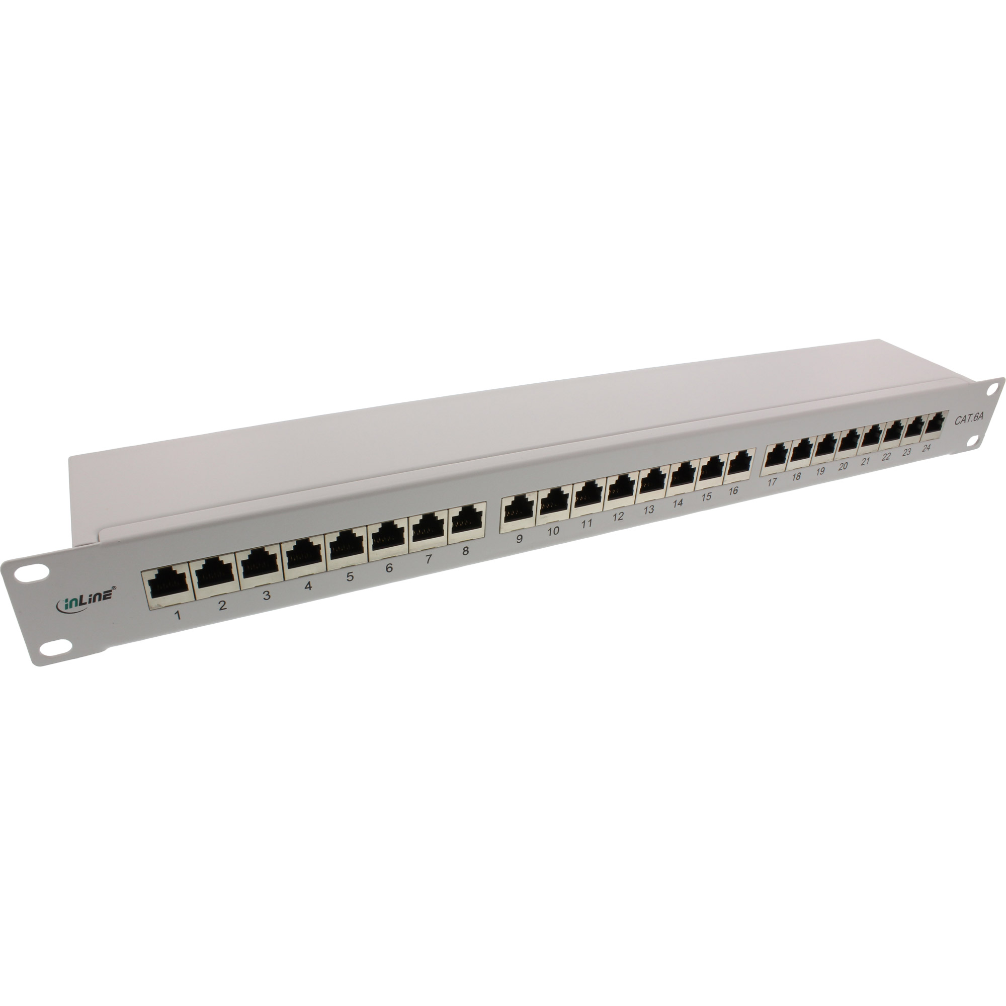 Inline® Patchfeld Cat.6A 24-fach 19" 1HE lichtgrau RAL7035