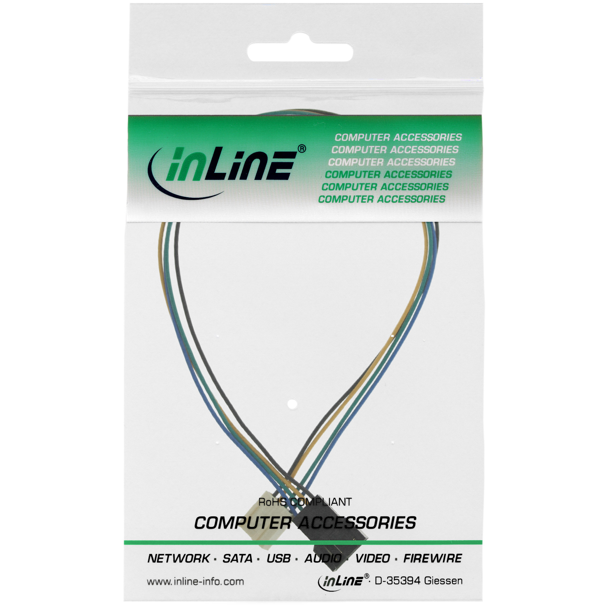 Inline® Lüfterkabel VerLängerung PWM, 4pol Molex Stecker / Buchse, 0,30m