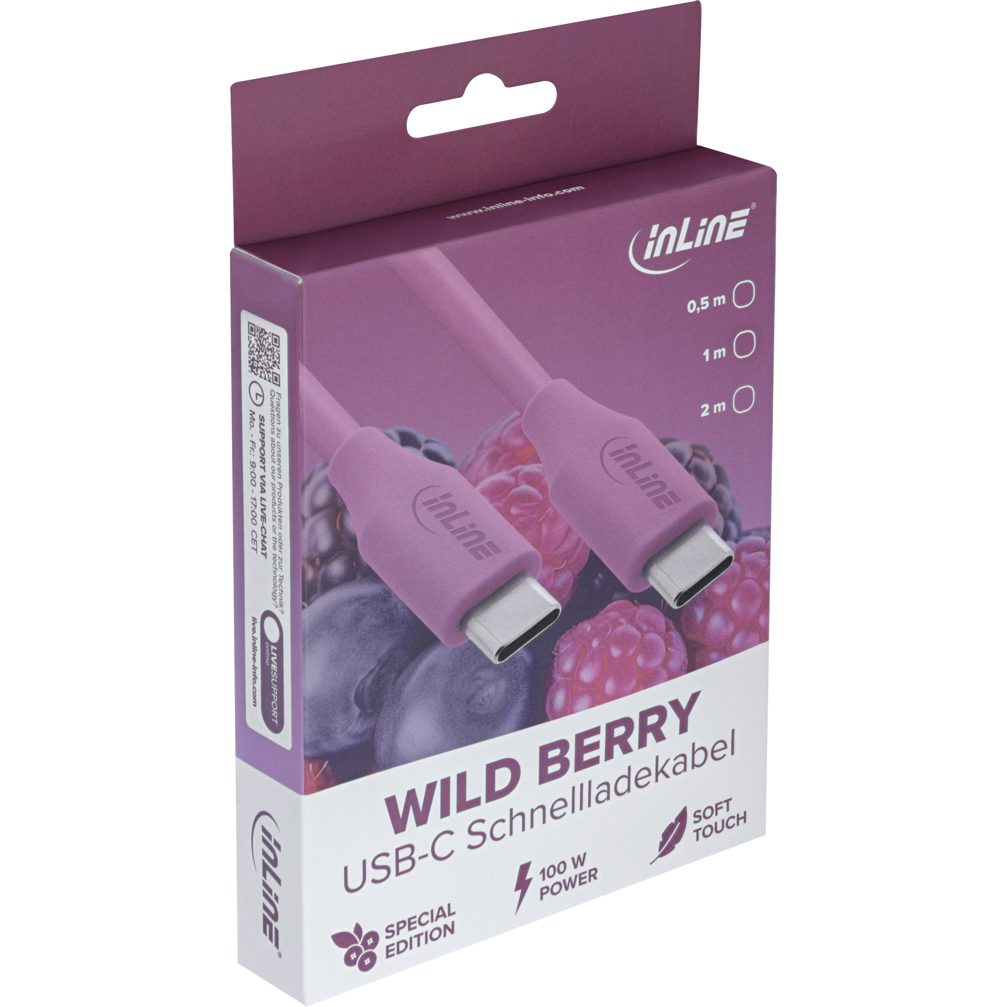InLine® "Colour your Charge" USB-C Schnellladekabel 100W Violett 1m