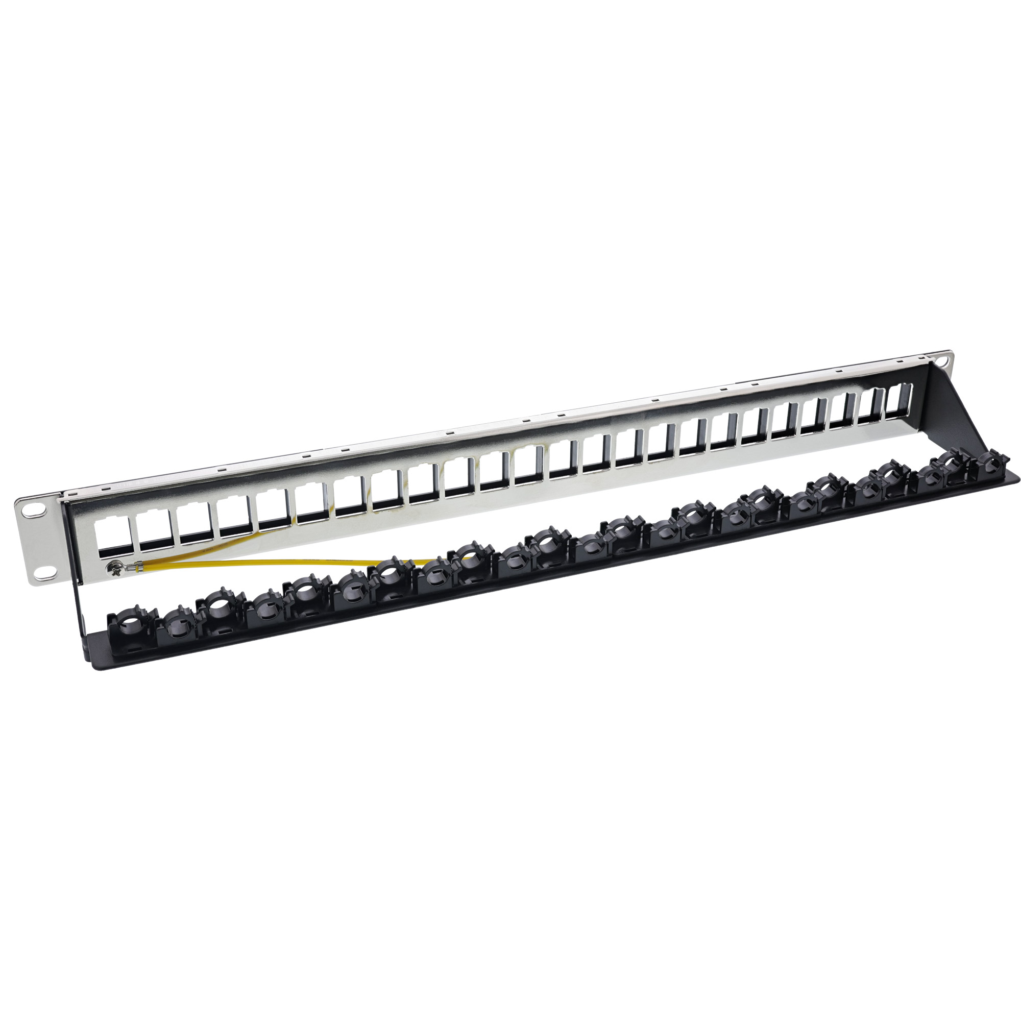 Inline® Patchfeld 24-fach, Keystone Leerblech Patchpanel, 19", 1HE, schwarz