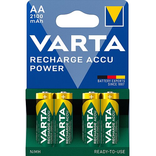 4x Varta NiMH AA Mignon 2100mAh HR6 Power Recharge Akku