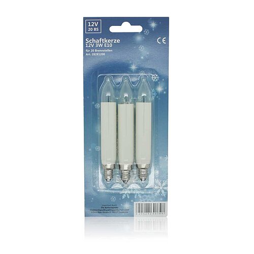 Schaftkerze 12V 3W E10 3er-Blister
