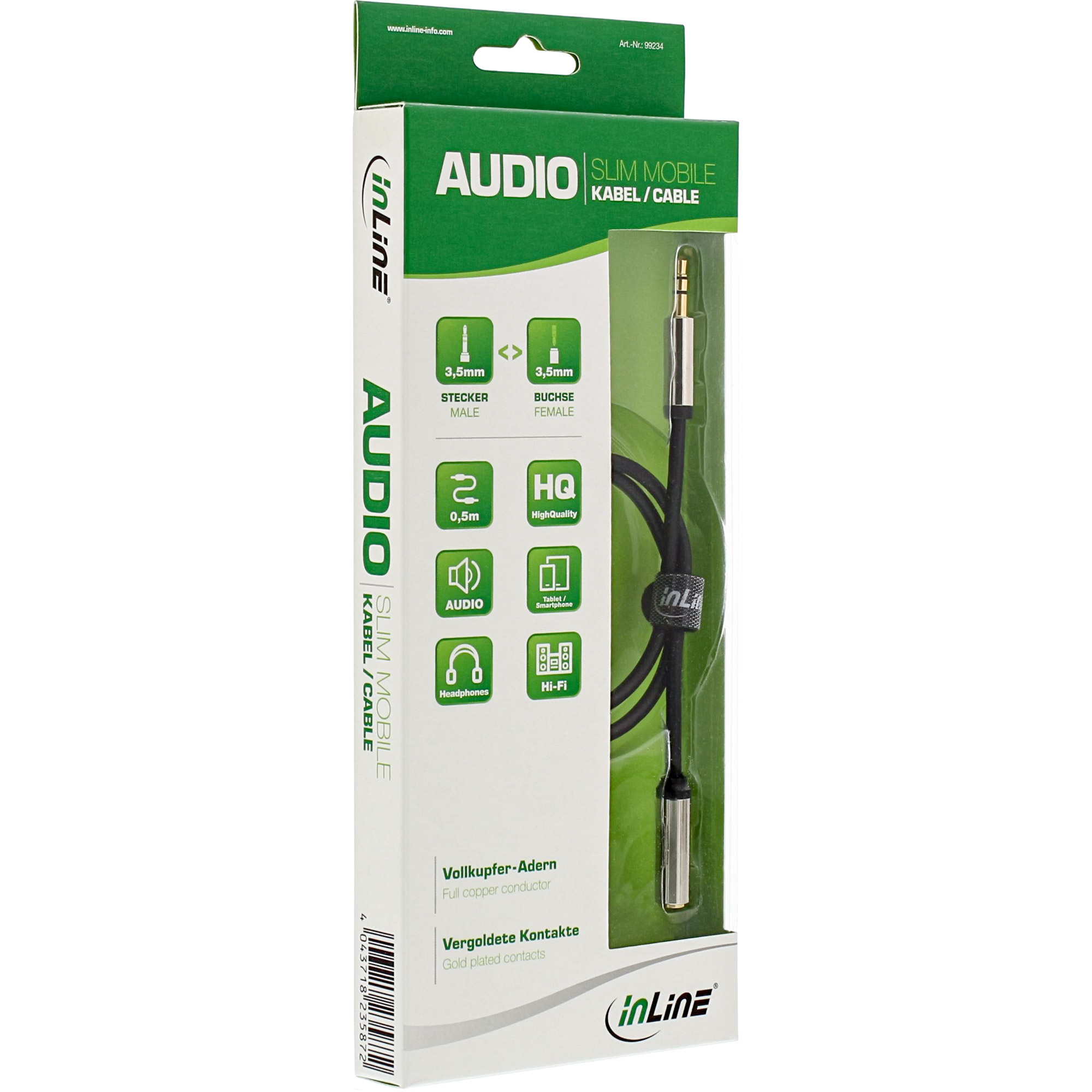 3m - Inline® Slim Audio Kabel Klinke 3,5mm ST/BU, Stereo 3m - Inline® Slim Audio Kabel Klinke 3,5mm ST/BU, Stereo