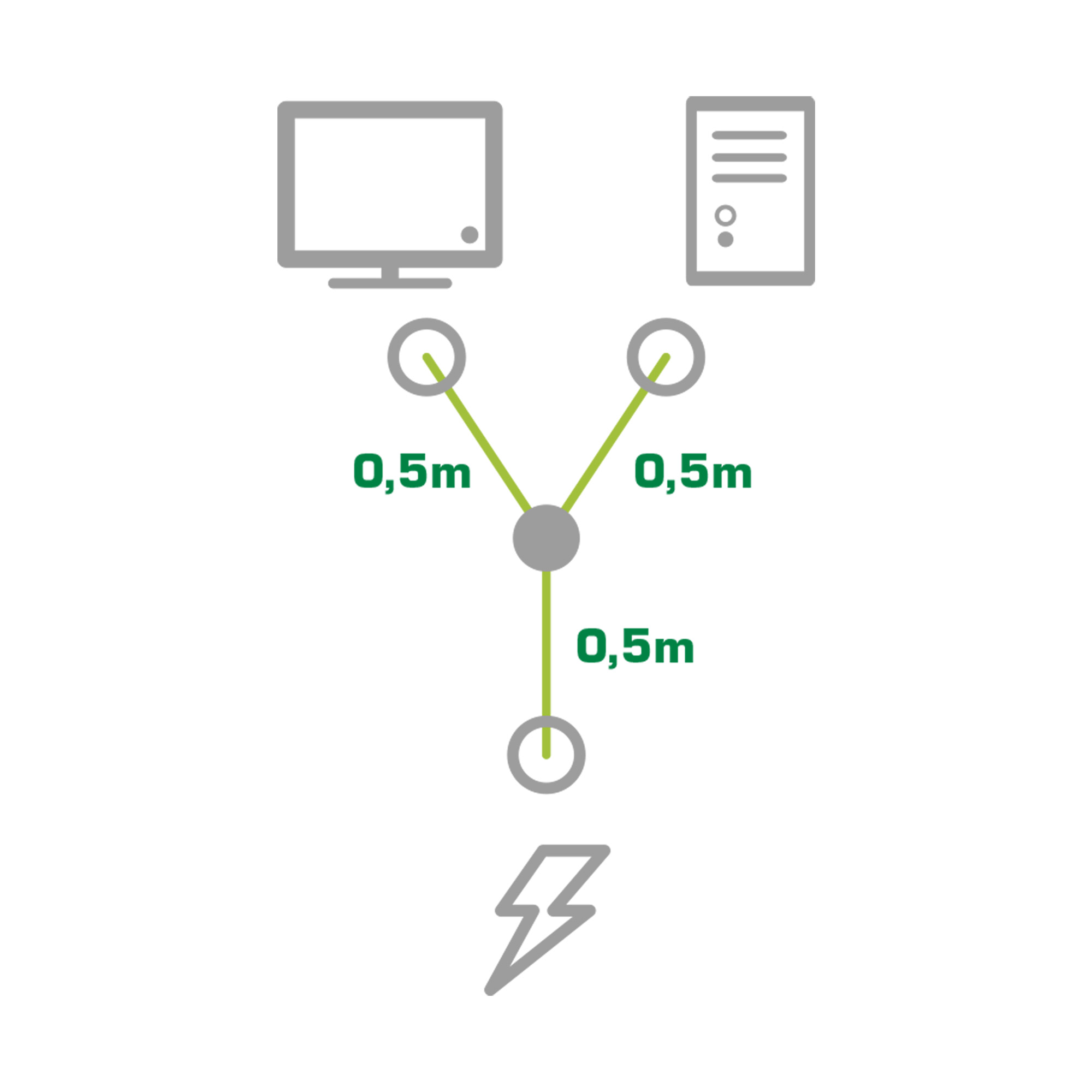 Inline® Netz-Y-Kabel, 1x Schutzkontakt ST zu 2x Kaltgeräte ST, 1m Inline® Netz-Y-Kabel, 1x Schutzkontakt ST zu 2x Kaltgeräte ST, 1m