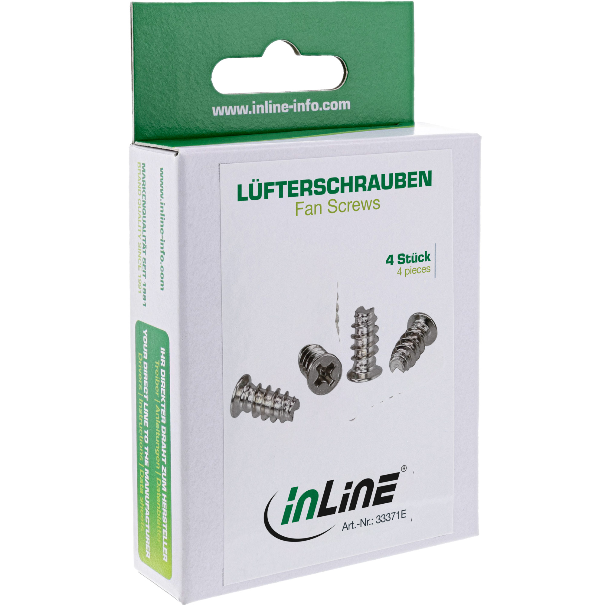 Inline® Lüfterschrauben, 5,0x10,0mm, silbern, 4er Pack