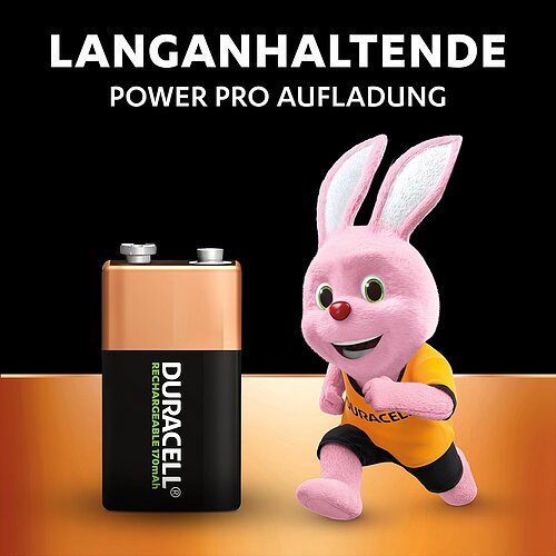 1x Duracell NiMH 9V Block 170mAh HR6F22 Power Recharge Akku