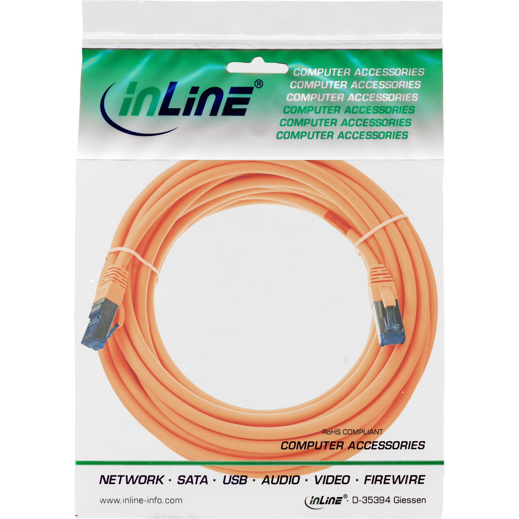 Inline® Patchkabel, S/FTP (PiMf), Cat.6A, halogenfrei, orange, 5m Inline® Patchkabel, S/FTP (PiMf), Cat.6A, halogenfrei, orange, 5m
