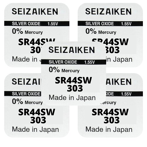 5x SR44SW 303 Silberoxid Batterie Seizaiken 1,55 V