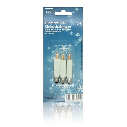 BP Filament LED Kleinschaftkerze 8-55V 0,1-0,3W 3er-Blister
