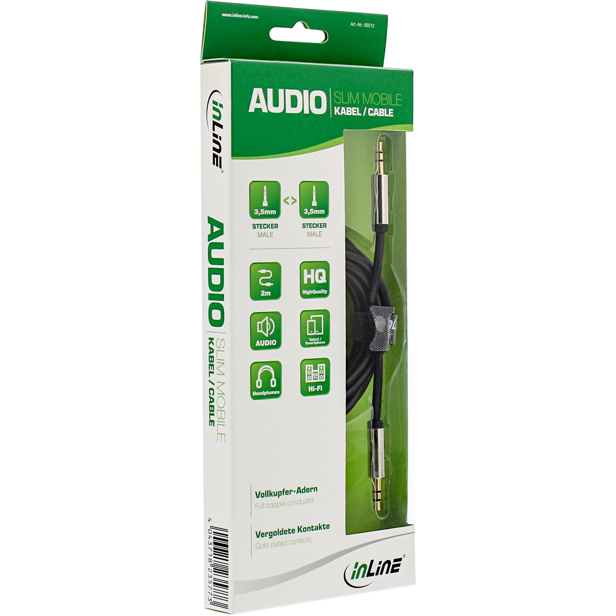 2m - Inline® Slim Audio Kabel Klinke 3,5mm ST/ST, Stereo 2m - Inline® Slim Audio Kabel Klinke 3,5mm ST/ST, Stereo