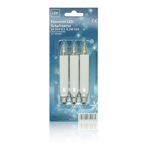 BP Filament LED Schaftkerze 12-55V 0,1-0,3W E10 3er-Blister