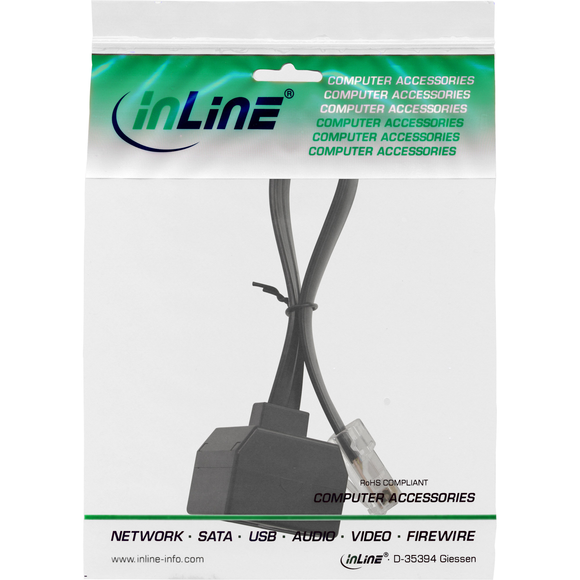 0.15m - Inline® ISDN Verteiler, 1x RJ45 ST / 2x RJ45 BU, (8P8C) o. Endwiederstände