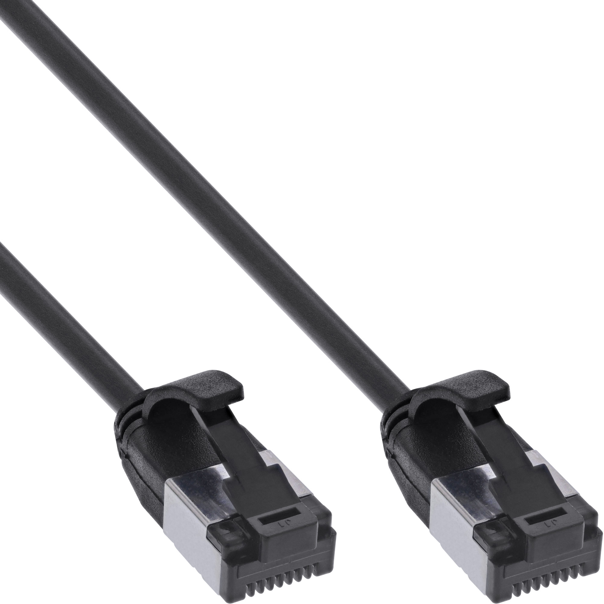 Inline® Patchkabel slim, U/FTP, Cat.8.1, TPE halogenfrei, schwarz, 0,3m