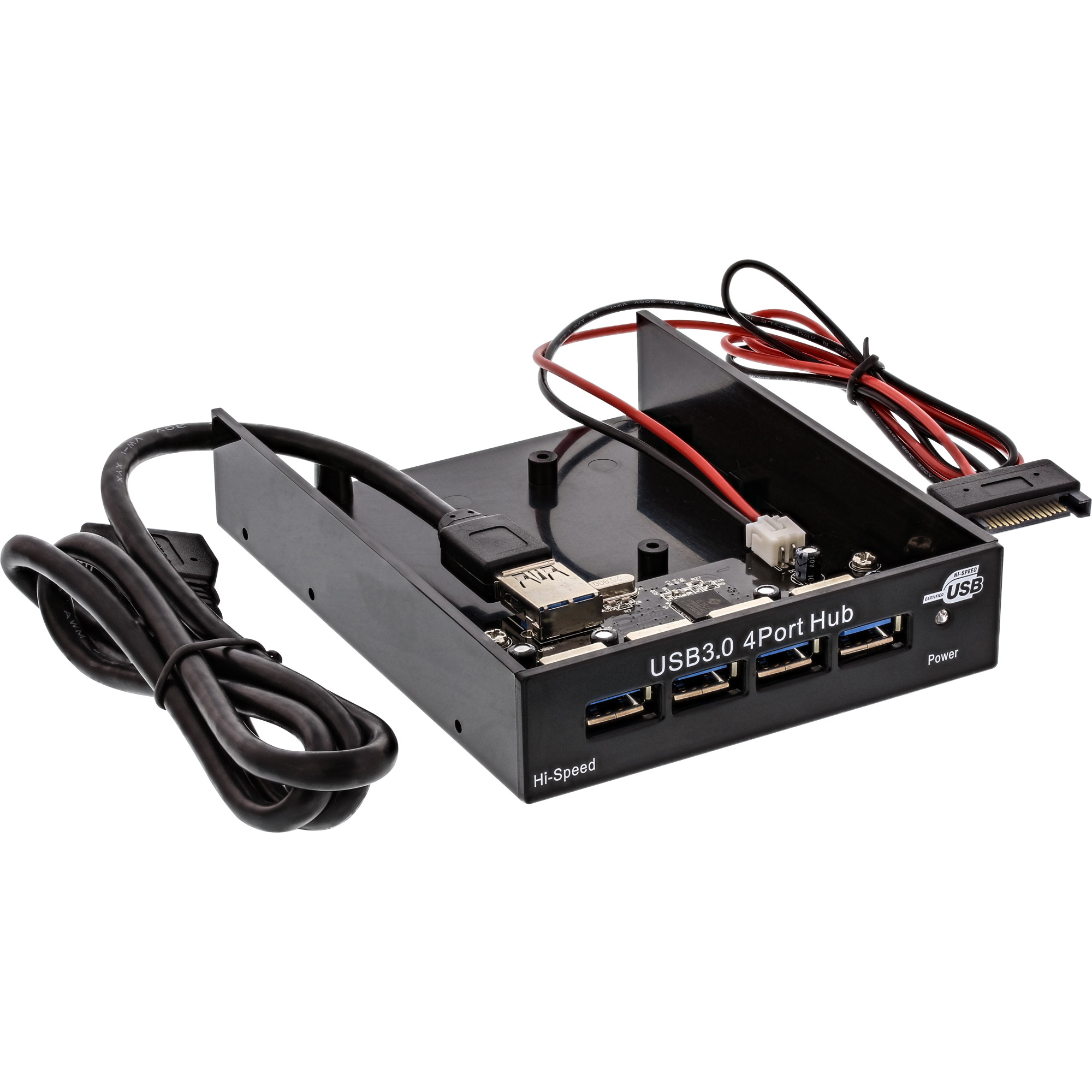 Inline® USB 3.0 Hub, 4-fach für den 8,89cm (3,5") Schacht, schwarz