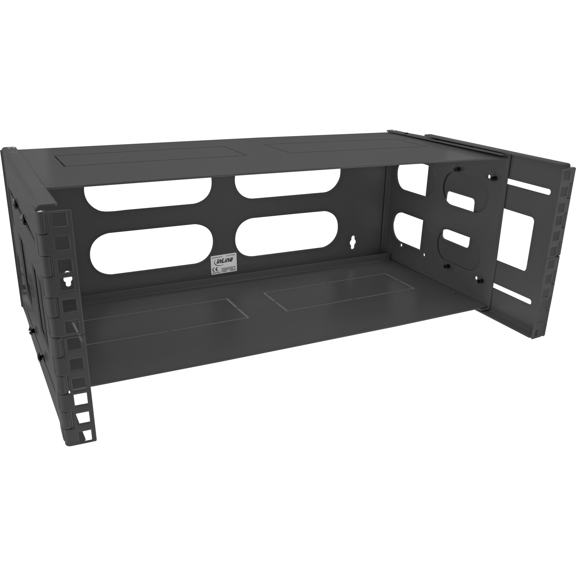 Inline® 19" Rack zur Wandmontage, 4HE, 24-40cm Tiefe, mit Abdeckung, schwarz