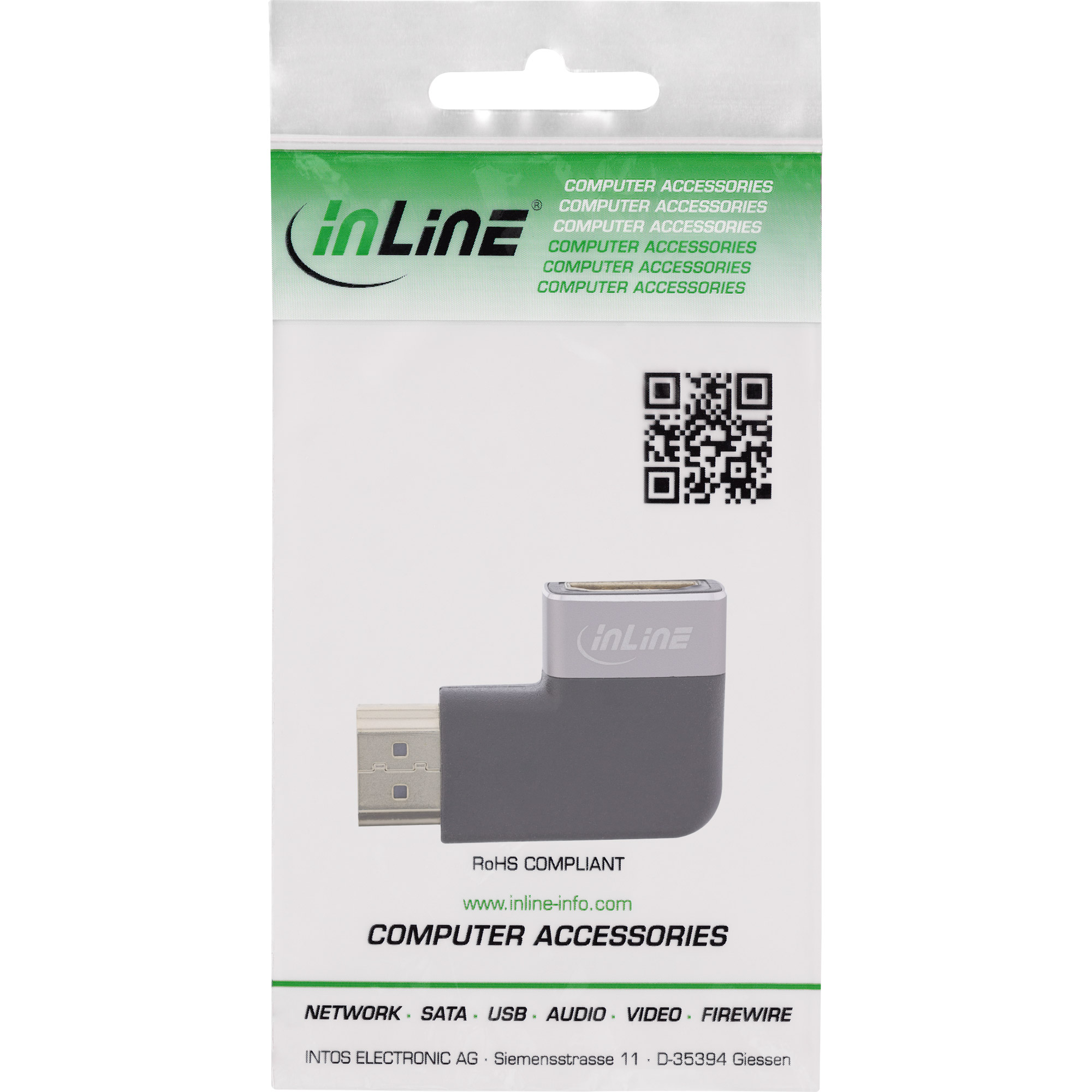 InLine® HDMI Adapter, HDMI A Stecker / Buchse, 90° links, 8K UHD InLine® HDMI Adapter, HDMI A Stecker / Buchse, 90° links, 8K UHD