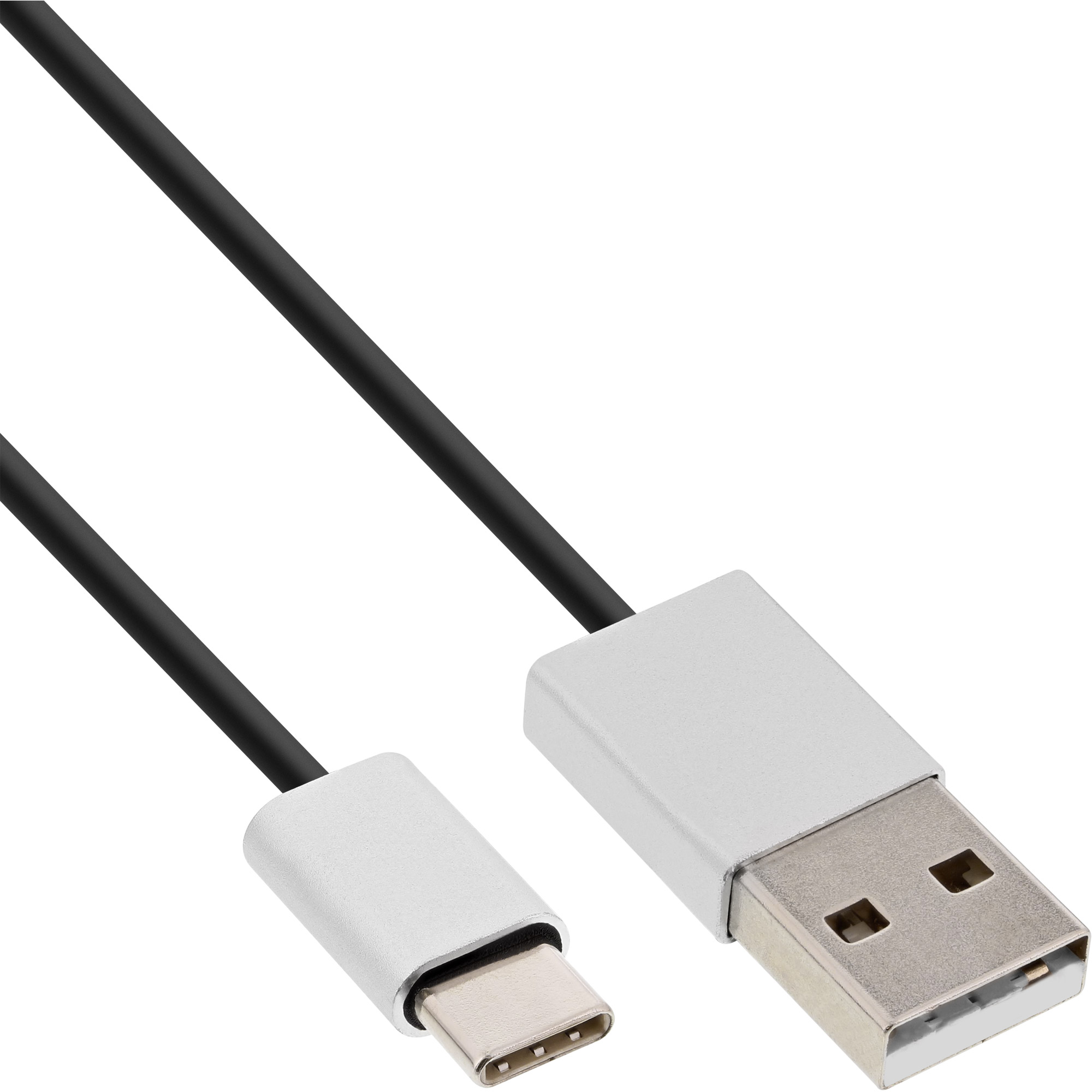Inline® USB 2.0 Kabel, USB-C Stecker an A Stecker, schwarz/Alu, flexibel, 1m Inline® USB 2.0 Kabel, USB-C Stecker an A Stecker, schwarz/Alu, flexibel, 1m