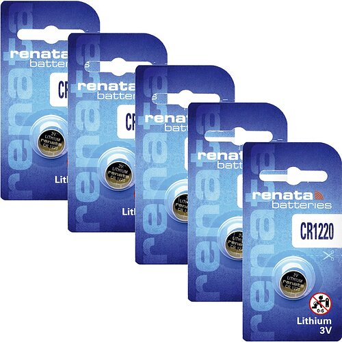 5x Renata CR1220 Lithium Knopfzelle 3V Batterie 