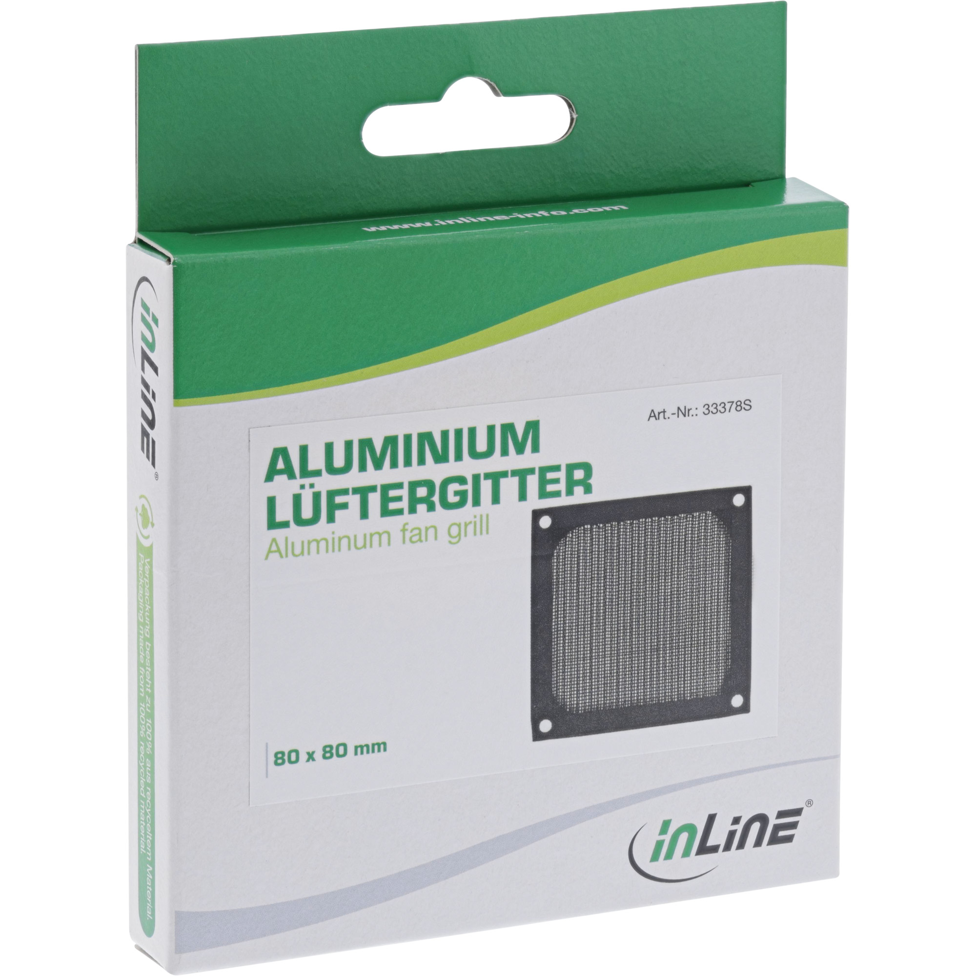 Inline® Lüftergitter, Aluminium Filter, 80x80mm, schwarz
