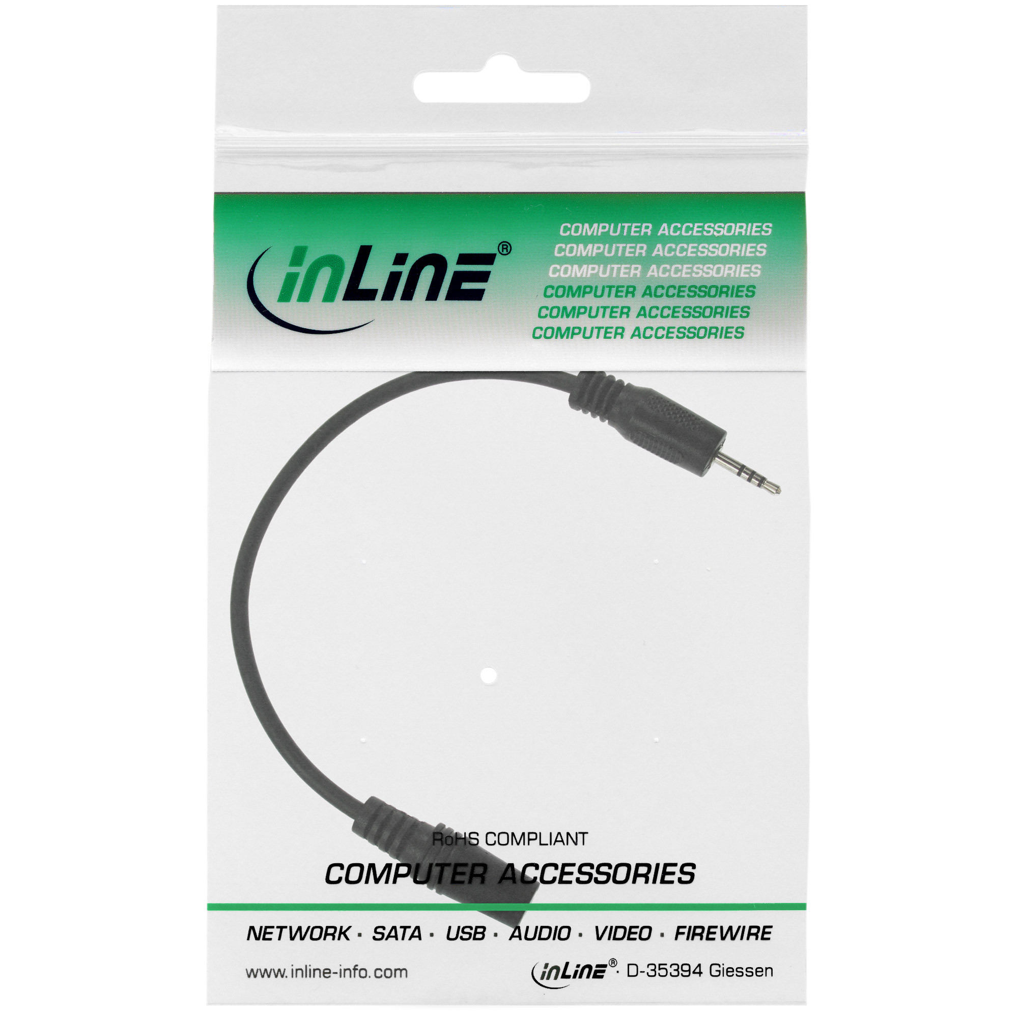 0.2m - Inline® Klinken Adapterkabel 4pol. 2,5mm Stecker -> 4pol. 3,5mm Buchse