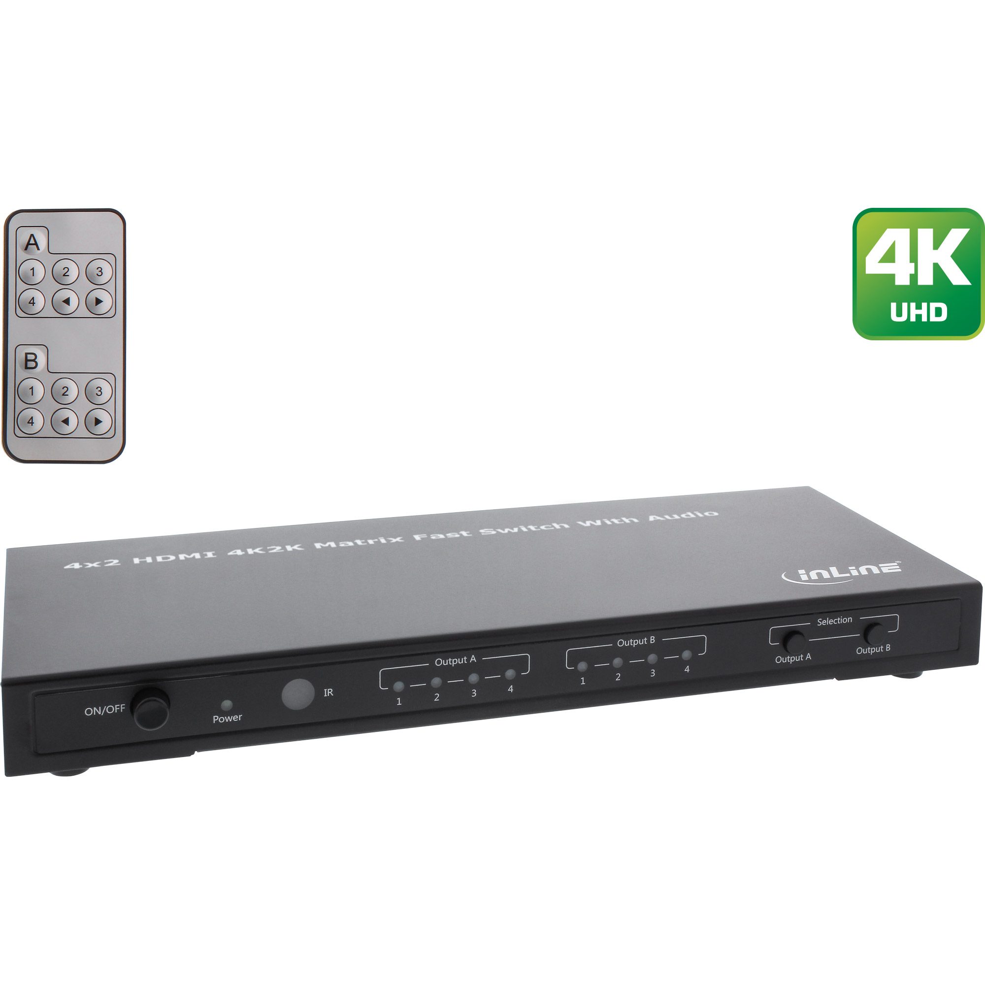 Inline® HDMI Matrix Switch / Umschalter, 4K2K, 4 Eingänge auf 2 Ausgänge