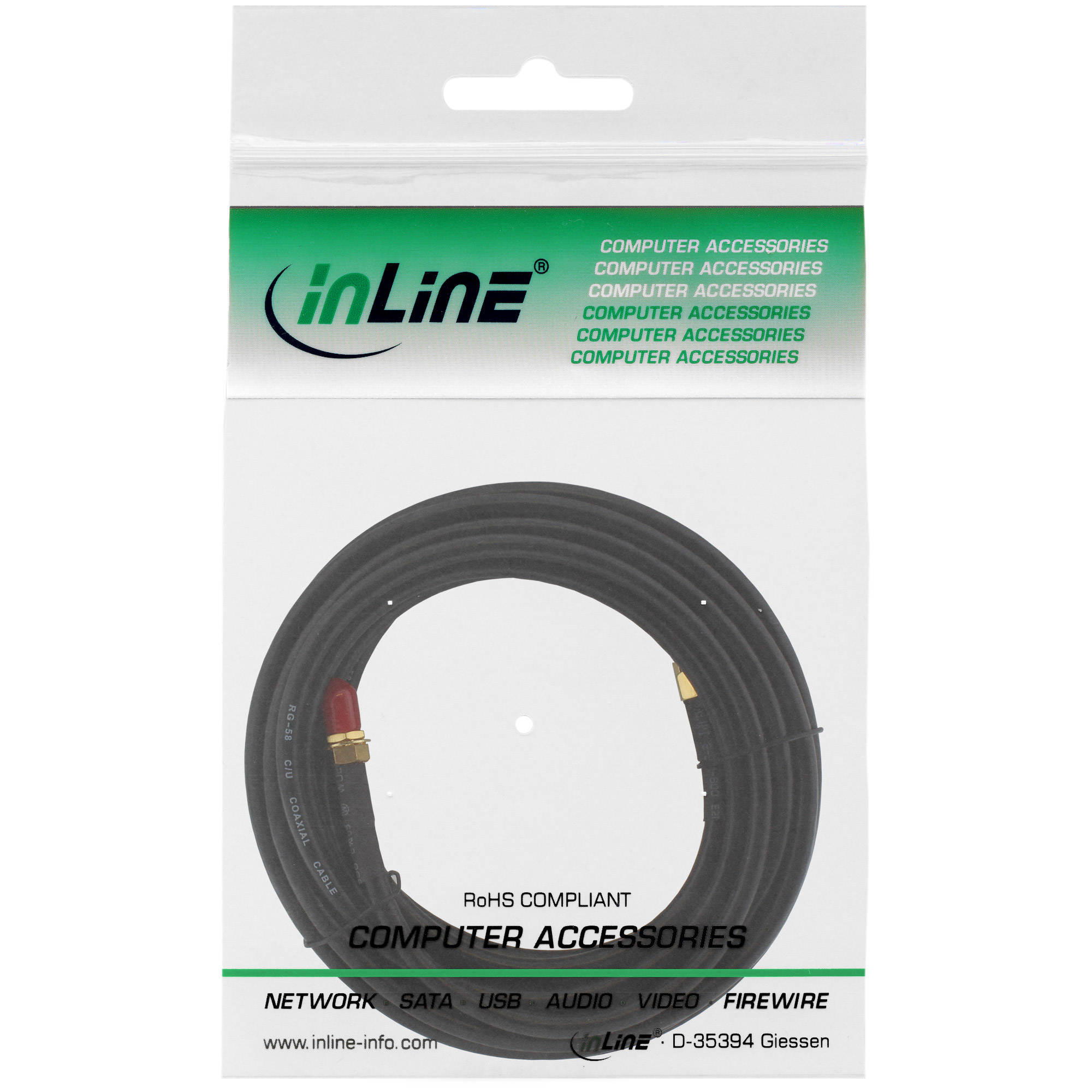 Inline® WLAN Kabel, R-SMA-Stecker auf R-SMA-Kupplung, 0,3m Inline® WLAN Kabel, R-SMA-Stecker auf R-SMA-Kupplung, 0,3m