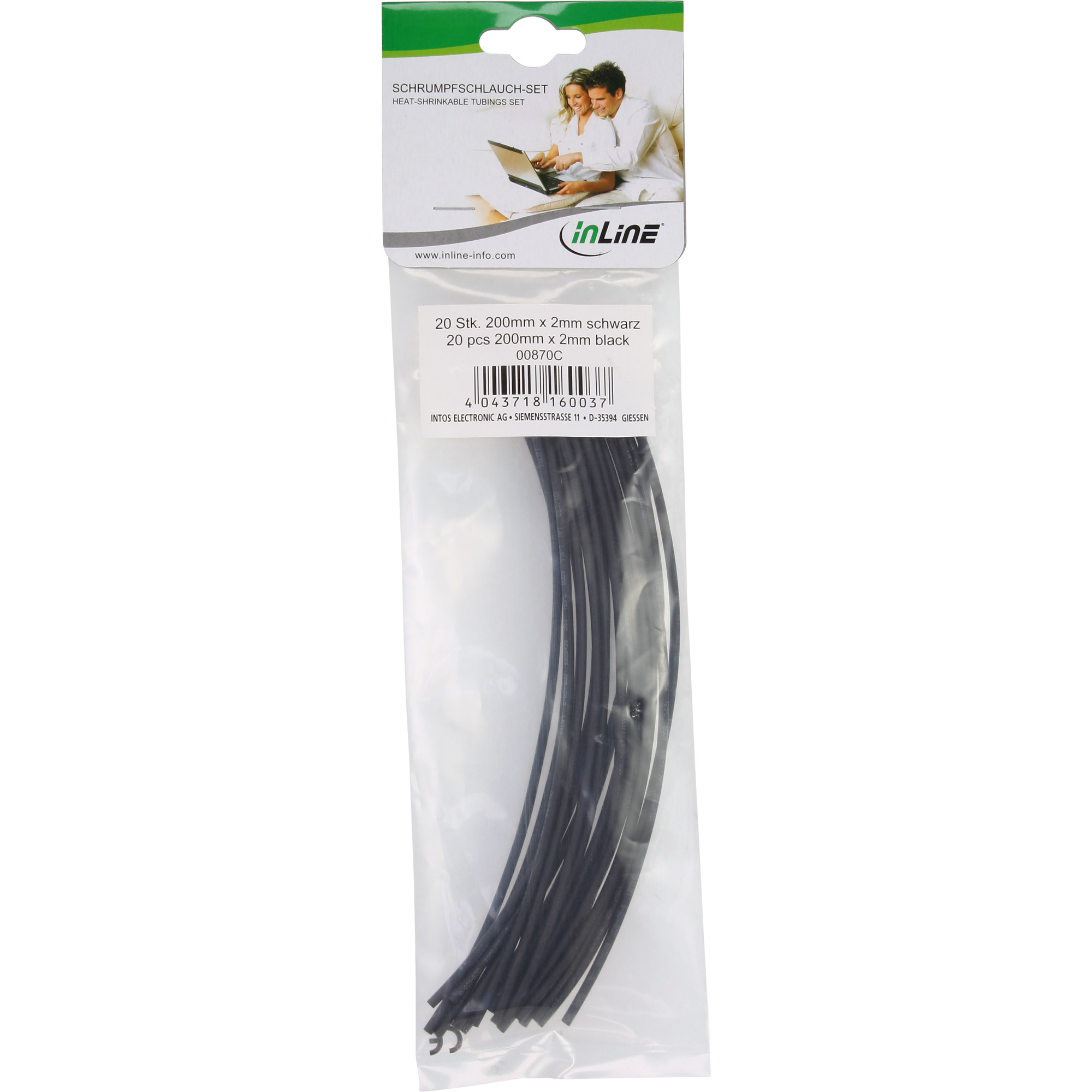 Inline® Schrumpfschlauch 200mm lang, 2mm > 1mm 20er Pack