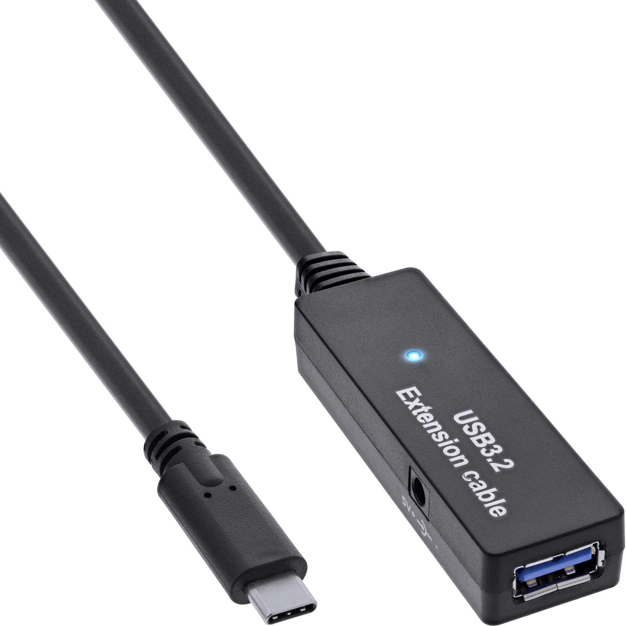Inline® USB 3.2 Gen.1 Aktiv-VerLängerung, USB-C Stecker an USB-A Buchse, 5m